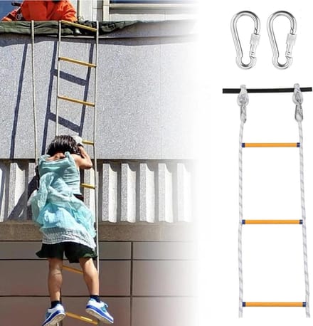 Noodladder - Reddingsladder - Snelle Evacuatie - Sterk Polyester Materiaal - 5 Meter - Zwart