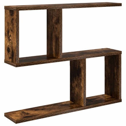 vidaXL - Wandplank - Gerookt - eiken - 60 - x - 12 - x - 50,5 - cm - Bewerkt - hout