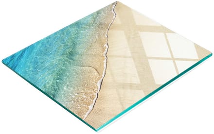 Gehard multifunctioneel decoratief glazen bord met strandgolfmotief, 60x52 cm