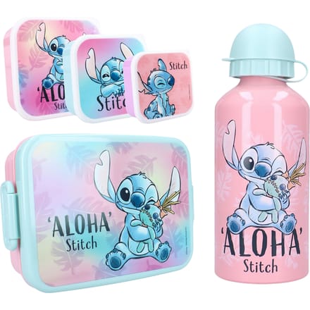 Lilo & Stitch Lunchset - Lunchbox - Drinkfles - 3 Snackboxen - Meerkleurig