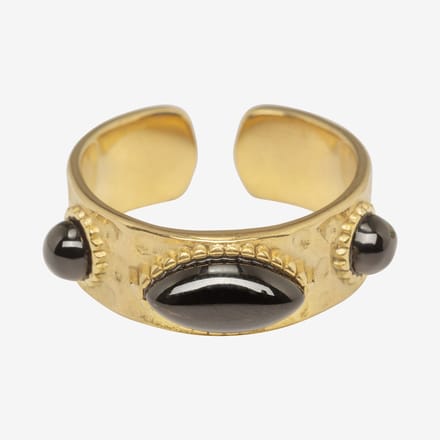 Essenza Black Stones Ring Gold