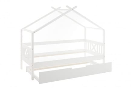 Viking Choice Huisbed 90x200 cm met Logeerbed - Wit Houten Kinderbed