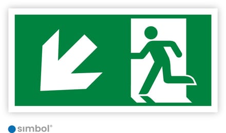 Simbol® - Sticker Nooduitgang Links Onder - Formaat 20 x 40 cm.
