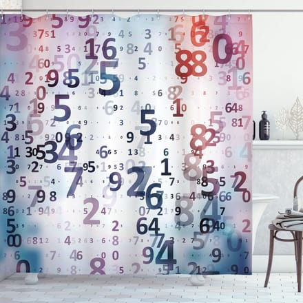 New Bed, Abstract Digitale Code Getallen, Douchegordijn Badkamer Decor Set met Haakjes, 180 cm B 200 cm L