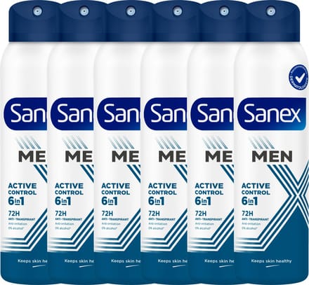 Sanex Men Active Control 72H Anti-Transpirant Deodorant Spray 6 x 150ml