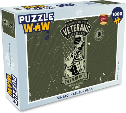 Puzzel Vintage - Leger - Vlag - Legpuzzel - Puzzel 1000 stukjes volwassenen
