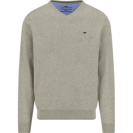 Fynch-Hatton Trui V-Neck Solid Color Superfine 3-Ply Cotton Clay / male