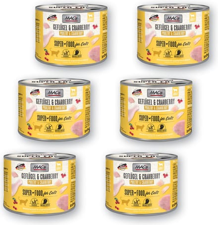 MAC’s Kattenvoer Natvoer Blik 95,8% Gevogelte & Cranberry 6 x 200g