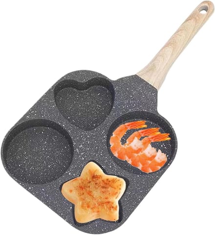 Eierkoekenpan - Pannenkoekvorm - Ontbijt Maken - Vier Vormen - 18 cm - Zwart