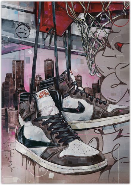 Sneaker poster high - black laces basket 29,7x42 cm (A3)