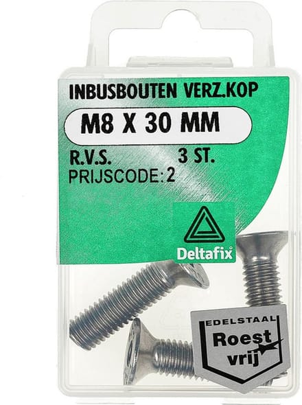 Deltafix - Inb.bout verz.kop m8x30mm rvs 3st