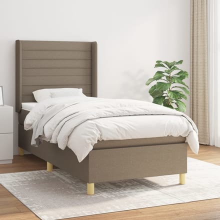 vidaXL - Boxspring - met - matras - stof - taupe - 80x200 - cm