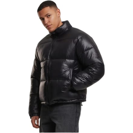 Urban Classics - Shiny Gewatteerd jack - S - Zwart