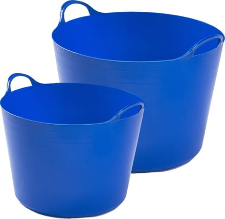 Whitefurze Flexibele emmers - 2x stuks - 14 liter en 39 liter - blauw