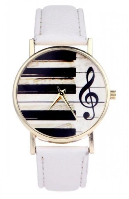 Hidzo Horloge Piano - Ø 37 mm - Wit - Kunststof