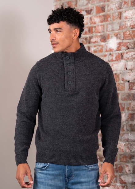 Barbour Essential patch half zip knitted jumper - charcoal