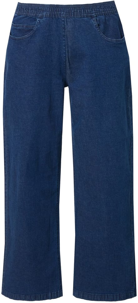 Ulla Popken - Dames - Marlene-jeans Mary wijd 5-pocketmodel - Donkerblauw denim - Maat 68