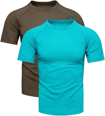 Recea Serie - Sportshirt - Khaki en Blauw - Gerecycled Polyester - Sneldrogend
