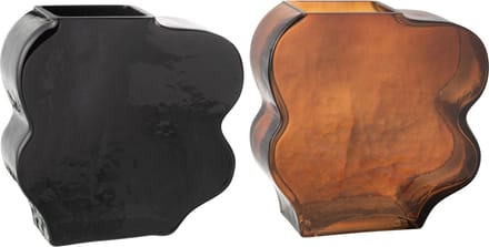 J-Line vaas Grillig - glas - camel/donkerbruin - small - 2 stuks