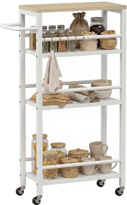 HOMCOM Keukenwagen - Spaanplaat, Metaal - 50 x 20 x 81 cm - Wit