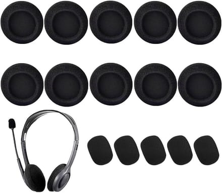 15 Delige Set: 10 Hoofdtelefoonhoezen & 5 Microfoon Windschermen - Wasbaar en Elastisch voor 5cm Oorkussens
