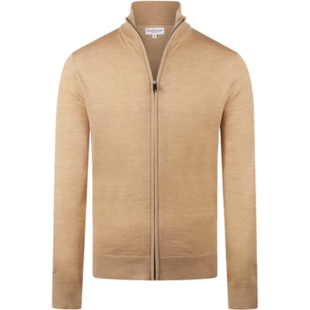 McGregor Fine Merino Zip Thru Cardigan - 100% Extra Fine Merinowol - Heren - Camel - Maat S