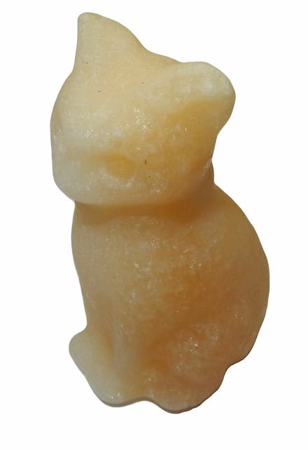 Kristal Steen Miniatuur Poes Geel Calciet