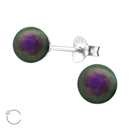 Montebello Oorbellen Edith Purple - 925 Zilver E-Coating - Swarovski Parel - Ø6mm