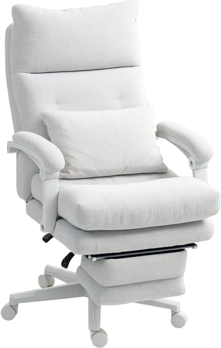 HOMCOM-Bürostuhl-Polyester, Nylon-70L x 68B x 114-122H cm-Cremeweiß