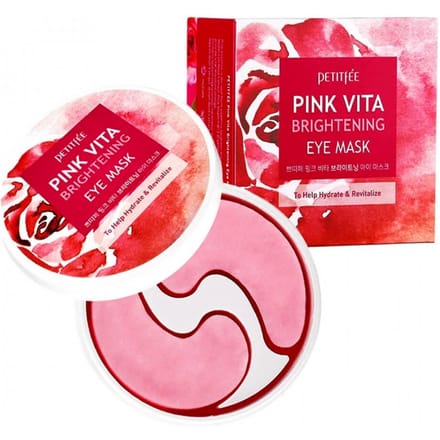 Masque pour les yeux éclaircissant Pink Vita de Petitfee - Patchs multifonctions éclaircissants pour les yeux