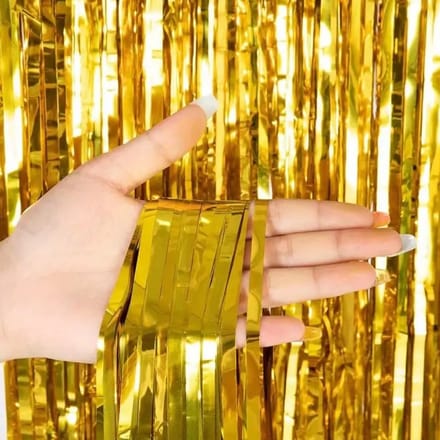 Glitter gordijn goud 200cm x 100cm - slingers - feest - gold