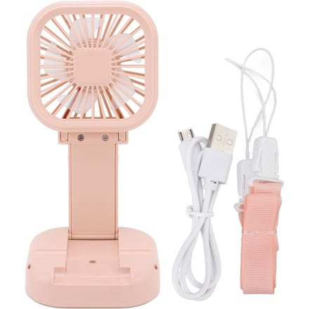 Draagbare Opvouwbare Ventilator 3 Snelheden USB-Gevoed Oplaadbaar Draaibaar Handheld Desktop Klein roze
