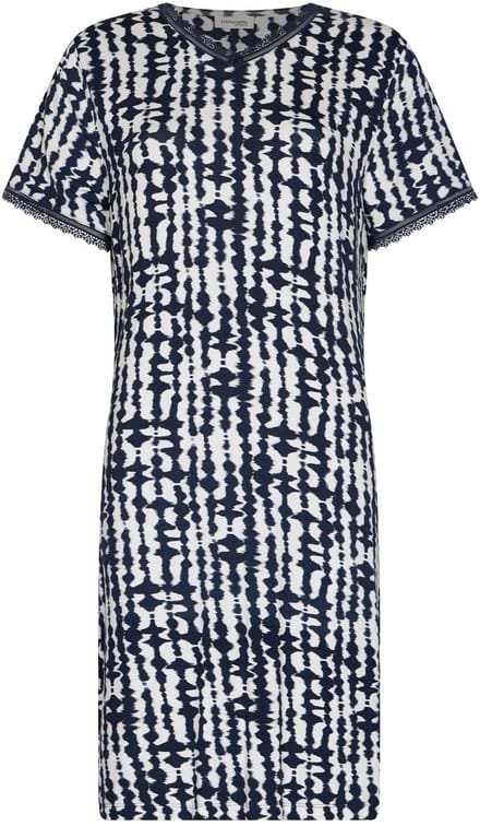 Pastunette Premium - Nachthemd - Indigo Flow - Viscose - Blauw/Wit - Maat 36