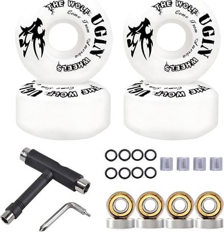 Skateboard Wielen 52mm met Lagers, Spacers en Skateboard Gereedschap