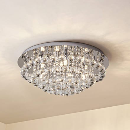 Lindby - plafondlamp - 8lichts - Staal, kristal - H: 25 cm - G9 - chroom