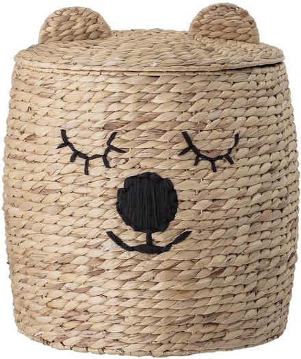 Mand met deksel, naturel, waterhyacint