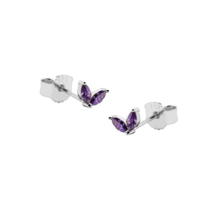 Karma Oorknoppen symbol double leaves zilver Paars