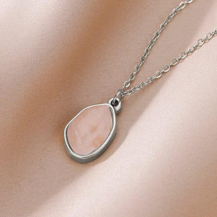 Ketting 'Rozenkwarts' Liefde | Stainless Steel Zilver