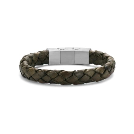 Frank 1967 bracelet brown braided leather 21cm ips