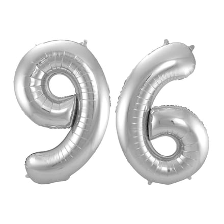 Folieballon 96 jaar - Zilver - 86 cm