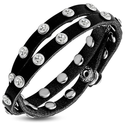 Amanto Armband Do Black - Leer - Wikkel - 10mm - 20cm