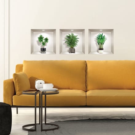3D-stickers van groene kamerplanten, 40 x 120 cm