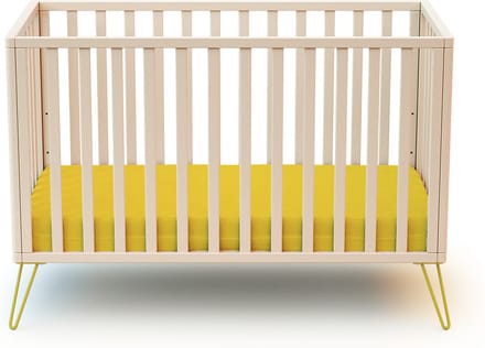 JURABABY Kinderbed ONLY in hout Wit en Geel 60 x 120 cm