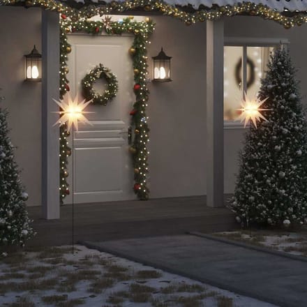 vidaXL Kerstlampen met grondpin en LED's 3 st 57 cm wit