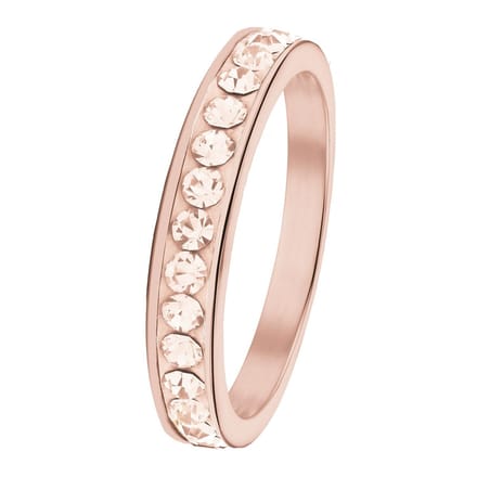 Lucardi Meisjes Kinder ring met plating - Rond - Kristal - Cadeau - Staal - Rosékleurig