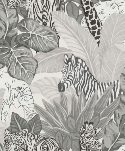 Noordwand - Good - Vibes - Behang - Jungle - Animals - grijs - en - zwart