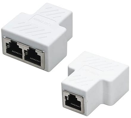 RJ45 Vrouw naar Vrouw Splitter Adapter voor Cat 5 / Cat 6 LAN Kabel - Dubbele Connector (2 Stuks)