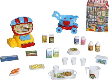Supermarkt met kassa en winkelwagen - 26 delig