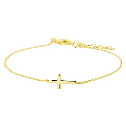 Zilver Verguld (Geel) Armband Kruis 17 + 3 Cm 3 Micron 2103324