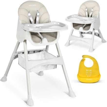 Ricokids Milo Serie - Kinderstoel met Tafel - Grijs - Inclusief Slabbetje